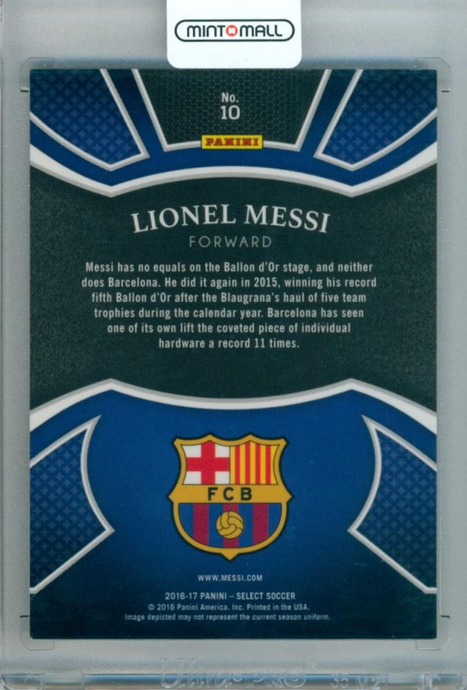 2016-17 Panini Select Lionel Messi #10 Equalizers trading card featuring Lionel Messi