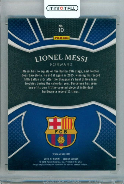 2016-17 Panini Select Lionel Messi #10 Equalizers trading card featuring Lionel Messi