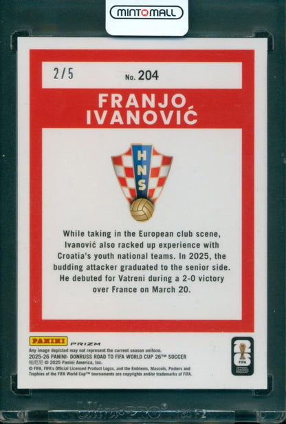2025-26 PANINI Donruss Road To Fifa World Cup Franjo Ivanovic #204 Green 2/5 trading card from Croatia