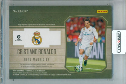 2019-20 Panini Chronicles Cristiano Ronaldo Elite Throwback Thread collectible card serial #ET-CR7