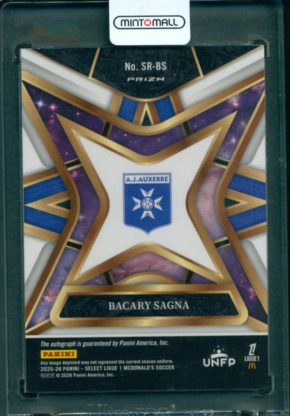 2025-26 PANINI Select Ligue 1 Soccer trading card of Bacary Sagna with Select Stars Signature for AJ Auxerre
