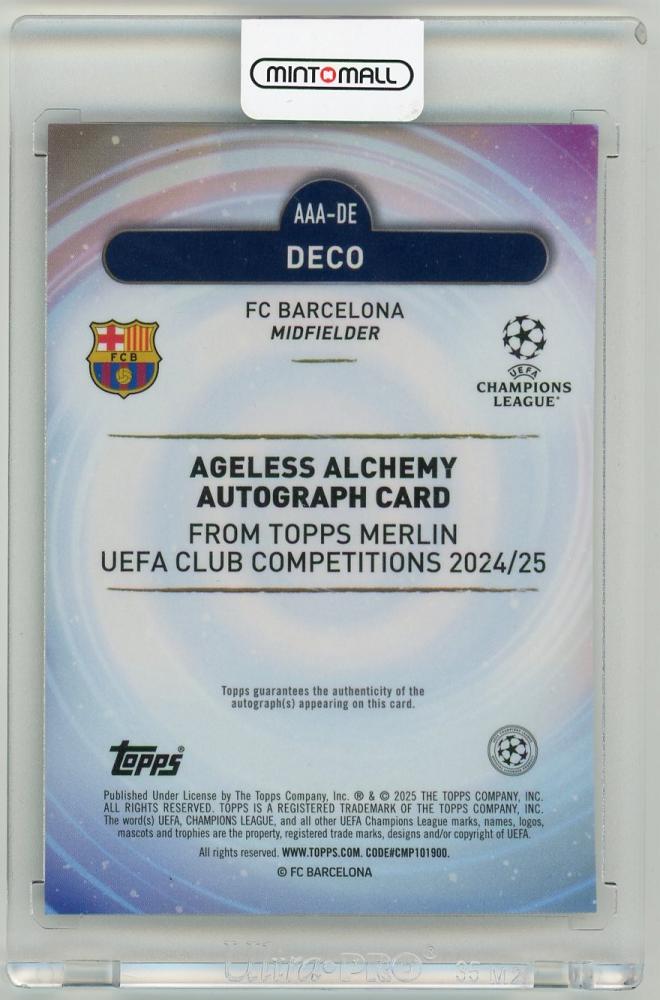 2024-25 Topps Merlin UEFA Club Competitions Green Refractor Autograph Card 58 of 99 FC Barcelona