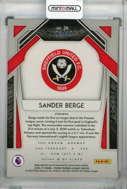2020-21 Panini Prizm Premier League Breakaway Sheffield United Sander Berge Base Teal parallel rookie card 04 of 49