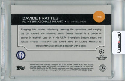 2024-25 Topps Chrome Uefa Club Competition Davide Frattesi #195 Base Green Lava Refractor Parallel10/99 FC Internazionale Milano