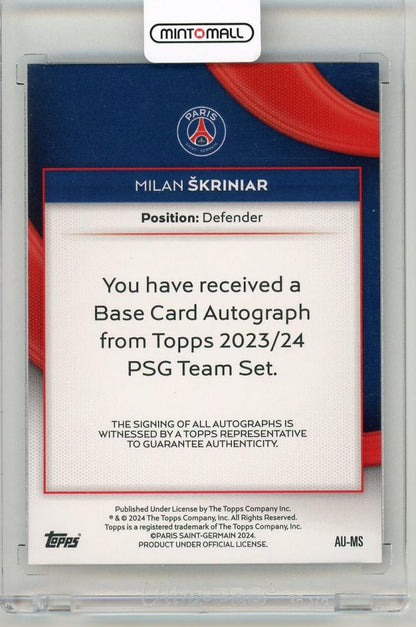2023-24 Topps Paris Saint-Germain Team Set Milan Skriniar Autographs Blue Foilboard Parallel204/250