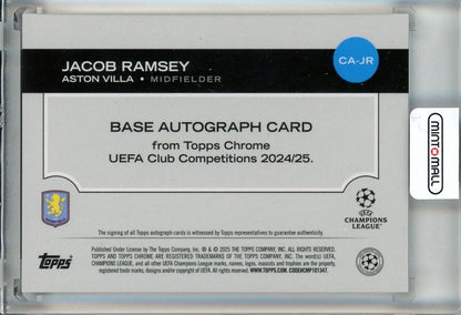 2024-25 Topps Chrome UEFA Club Competitions Jacob Ramsey Chrome Autographs Pink Lava Refractors #CA-JR011/250 Aston Villa