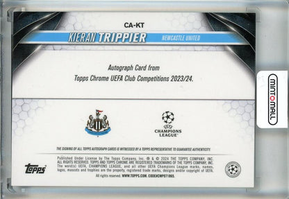 2023-24 Topps Chrome UEFA Club Competitions Kieran Trippier Chrome Autographs Blue Refractors #CA-KT119/150 Newcastle United