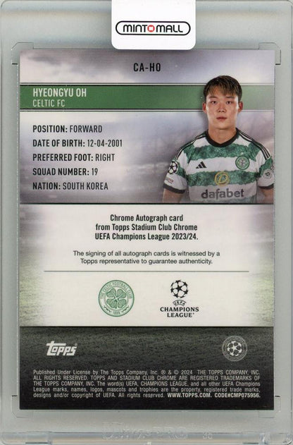 2023-24 TOPPS Stadium Club Chrome UEFA Club Competitions Hyeongyu Oh Chrome Autographs #CAHO Celtic FC