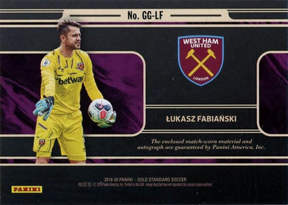 2019-20 Panini FIFA Gold Standard autographed Lukasz Fabianski memorabilia card numbered 27 mint condition