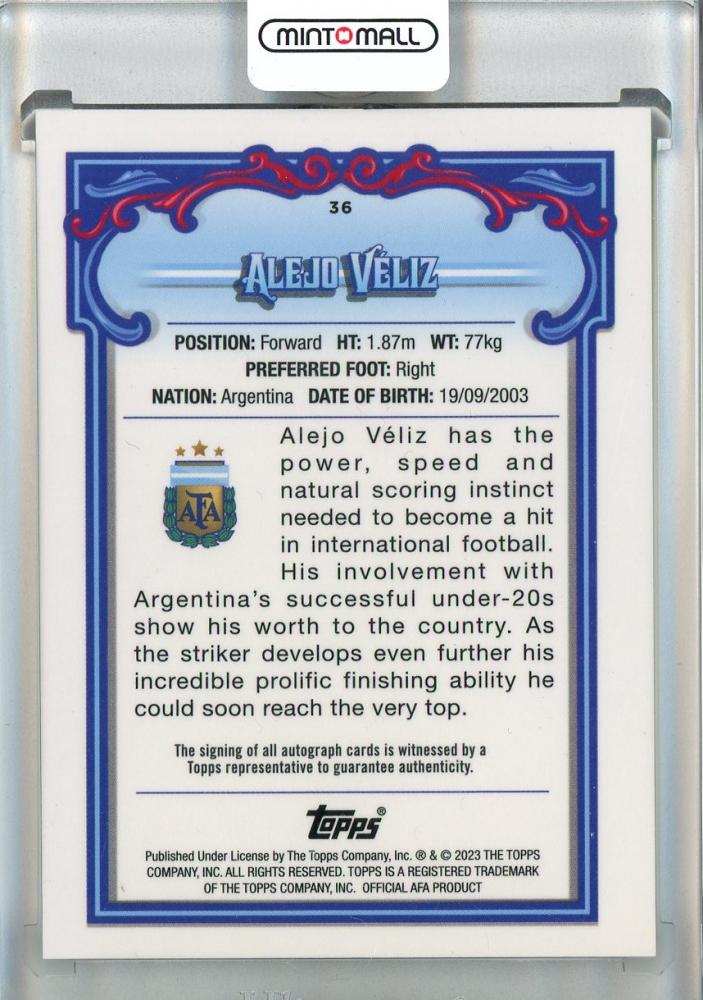 2023 Topps Argentina Fileteado Alejo Veliz Autographs #36 Argentina
