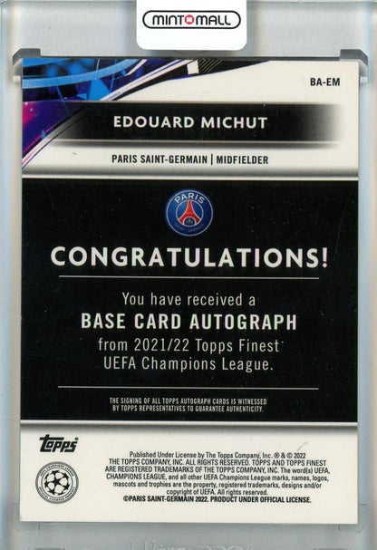 2021-22 Topps Finest UEFA Champions League Edouard Michut Autographs #BAEM Limited Edition Paris Saint-Germain