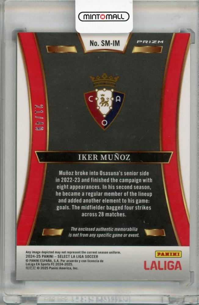 2024-25 PANINI SELECT Iker Munoz patch #SM-IM21/49 Osasuna