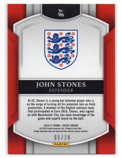2016-17 PANINI Select Terrace Base Camo Parallels John Stones trading card serial 5 of 20 from England