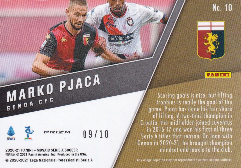 2020-21 Panini Mosaic Serie A Marko Pjaca Genoa CFC Gold parallel trading card number 09 of 10
