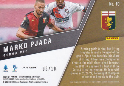 2020-21 Panini Mosaic Serie A Marko Pjaca Genoa CFC Gold parallel trading card number 09 of 10