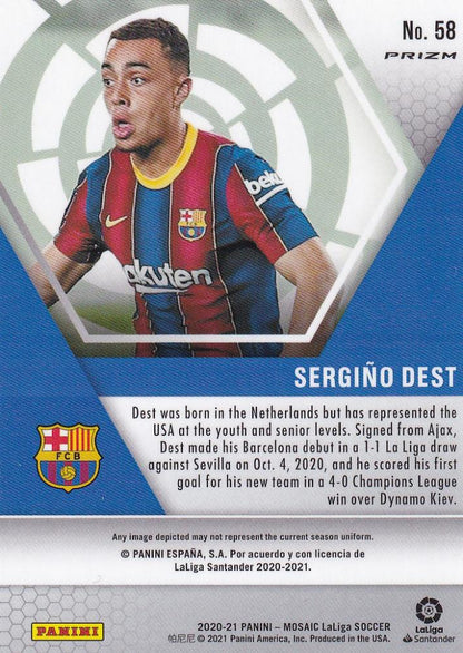 2020-21 Panini Mosaic La Liga FC Barcelona Sergino Dest Base Mosaic parallel trading card