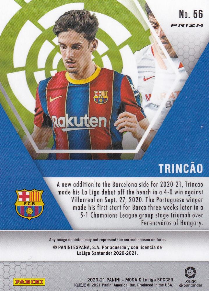 2020-21 Panini Mosaic La Liga FC Barcelona Trincao Base Silver parallel version trading card