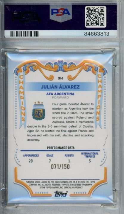 2023 Topps Argentina Fileteado Julian Alvarez Champions Yellow Tango71/150PSA10 Argentina