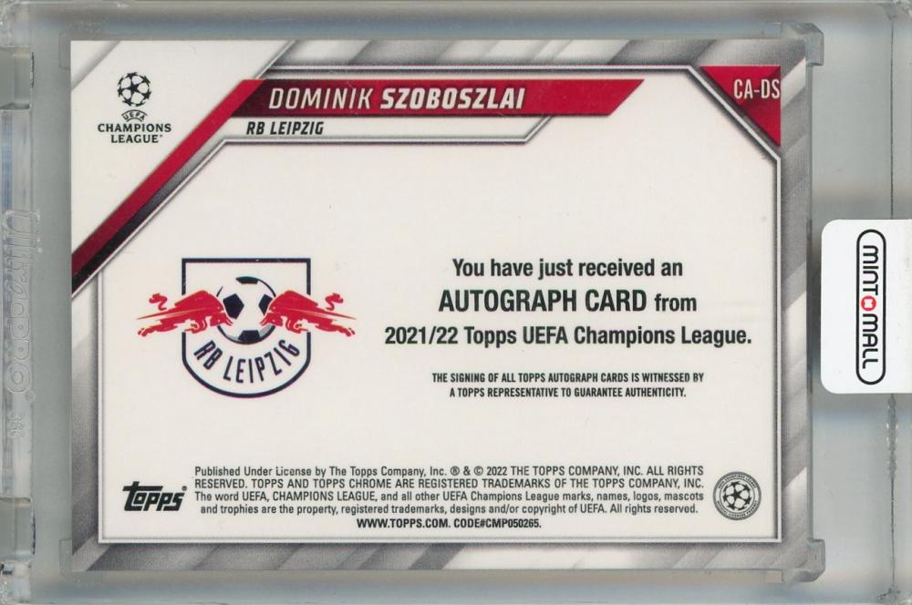 2021-22 Topps UEFA Champions League Dominik Szoboszlai Autographs Aqua Lava Refractors #CA-DS RB Leipzig