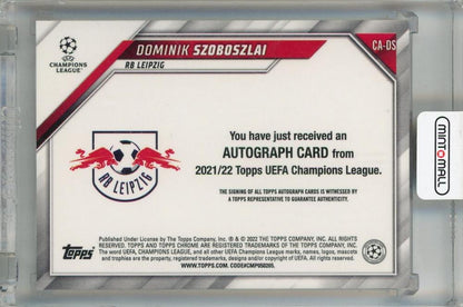 2021-22 Topps UEFA Champions League Dominik Szoboszlai Autographs Aqua Lava Refractors #CA-DS RB Leipzig