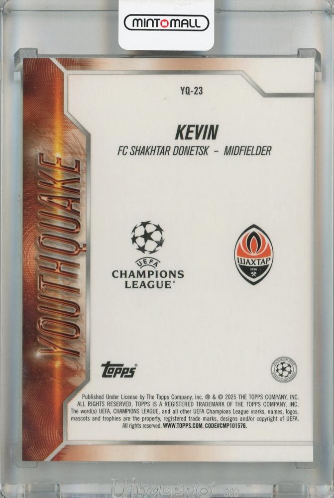 2024-25 Topps Chrome UEFA Club Competitions Kevin Youthquake Neon Green Refractors #YQ-23 RC17/99 FC Shakhtar Donetsk