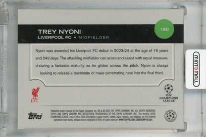 2024-25 Topps Chrome UEFA Club Competitions Trey Nyoni Aqua Refractors #190 RC ※裏面初期傷あり095/199 Liverpool FC