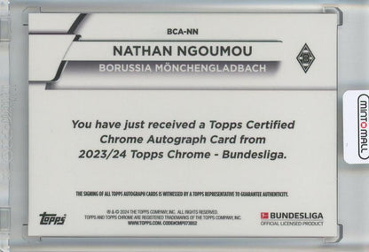 2023-24 TOPPS CHROME BUNDESLIGA SOCCER Nathan Ngoumou Base Autographs/Pink Refractors/#BCA-NN50/75 Borussia Monchengladbach