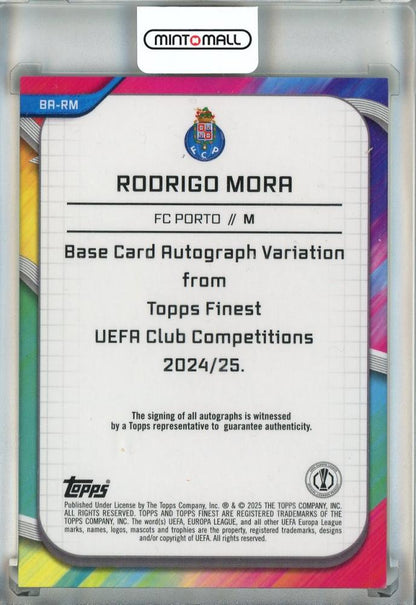 2024-25 Topps Finest UEFA Club Competitions Soccer Rodrigo Mora RC Autographs Neon Green Wave #BA-RM03/99 FC Porto