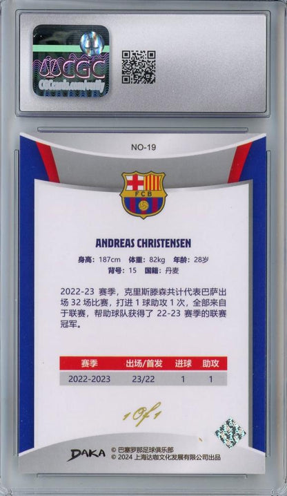 2023-24 DAKA FC Barcelona Holocene Andreas Christensen Superholo holocenne Refractive1/1CGC10 FC Barcelona