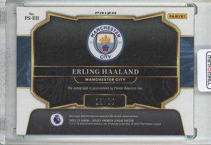 2022-23 Panini Select Premier League Soccer Erling Haaland Pitchside Signatures/Purple/#PS-EH19/20 Manchester City