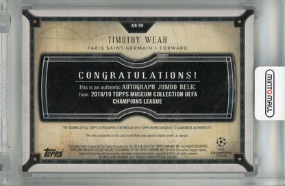 2018-19 Topps Museum Collection UEFA Champions League Timothy Weah Autograph Jumbo Relics #AJR-TW 42/45 Paris Saint-Germain