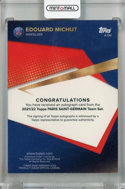 2021-22 Topps Paris Saint-Germain Team Set Edouard Michut Autographs #A-EM RC *minor crease on corner