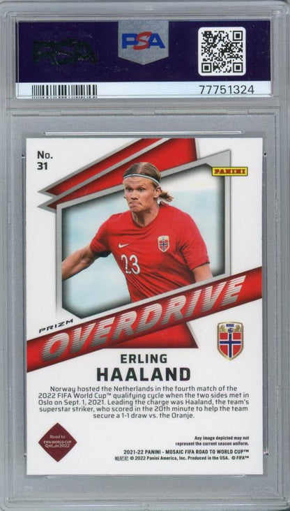 2021-22 Panini Mosaic FIFA Road to World Cup Erling Haaland Overdrive #31PSA9 Norway