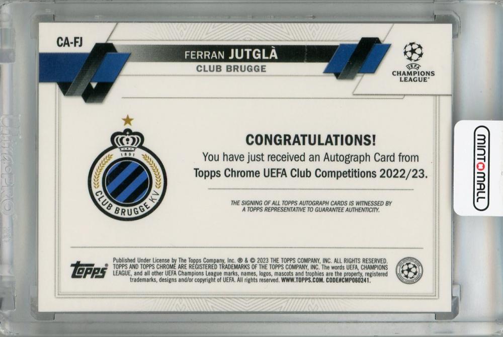 2022-23 Topps Chrome UEFA Club Competitions Ferran Jutgla Autographs #CAFJ Club Brugge
