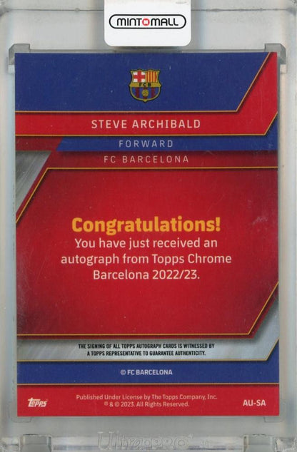 2022-23 FC Barcelona Topps Chrome Steve Archibald Autographs #AU-SA FC Barcelona
