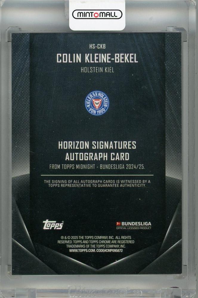 2024-25 Topps Midnight Bundesliga Colin Kleine-Bekel Horizon Signatures Midnight #HSCKB07/12 Holstein Kiel