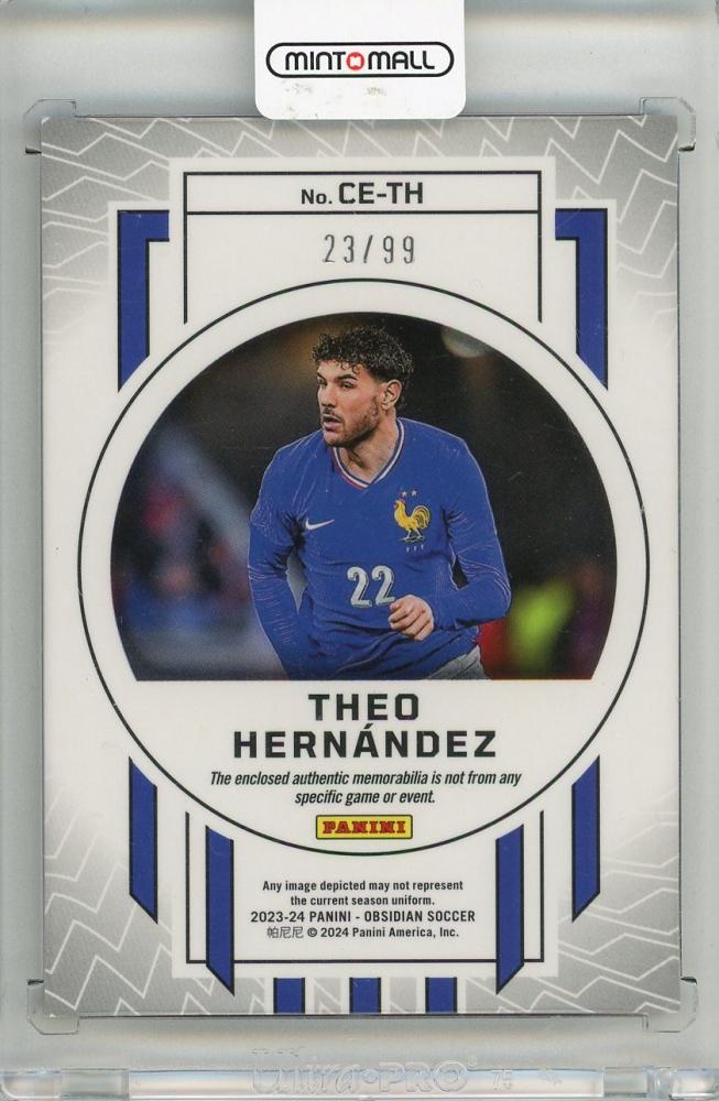 2023-24 PANINI Obsidian Soccer Theo Hernandez Cutting Edge Dual Jerseys Electric Etch Orange #1623/99 France