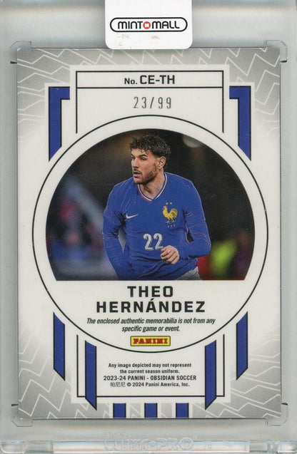 2023-24 PANINI Obsidian Soccer Theo Hernandez Cutting Edge Dual Jerseys Electric Etch Orange #1623/99 France