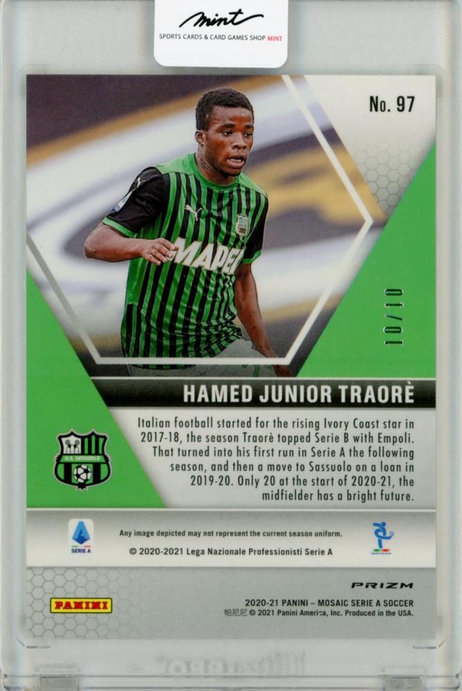 2021-22 Panini Mosaic SerieA Hamed junior Traore Gold Prizm trading card number 97, #10 of 10 edition
