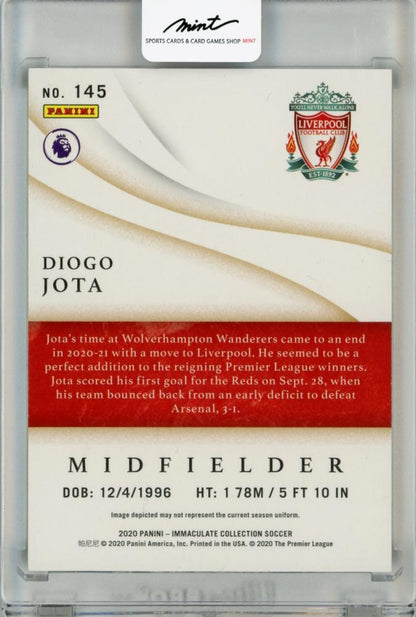 2020 Panini Immaculate Collection Diogo Jota trading card numbered #145 with serial 11 of 99