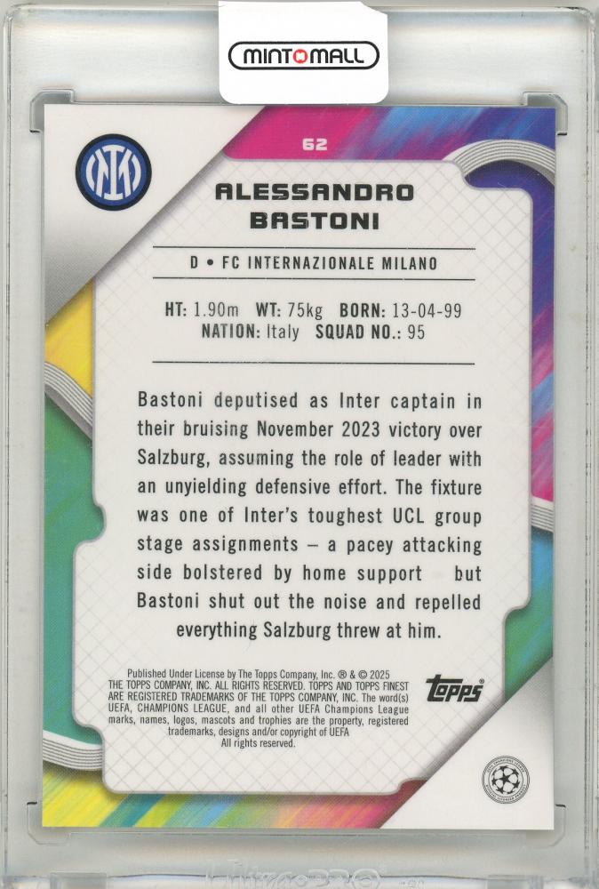 2024-25 Topps Finest UEFA Club Competitions Alessandro Bastoni 182/199