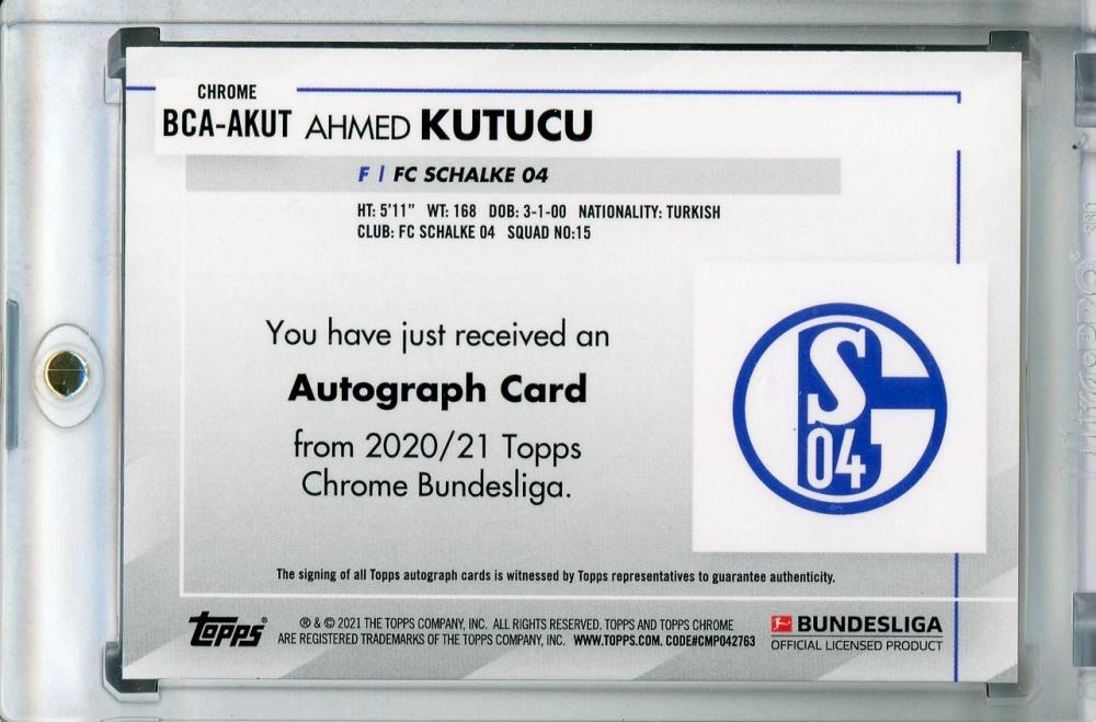 2020-21 Topps Chrome Bundesliga FC Schalke 04 Ahmed Kutucu autographed trading card