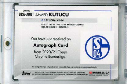 2020-21 Topps Chrome Bundesliga FC Schalke 04 Ahmed Kutucu autographed trading card