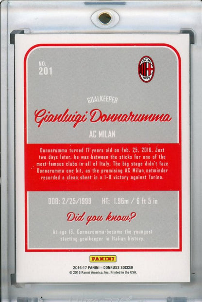 2016-17 Donruss AC Milan Gianluigi Donnarumma Base Silver Parallel Version football trading card