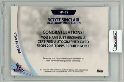 2013-14 Topps Premier Gold Scott Sinclair AutographsSP-SS West Bromwich Albion