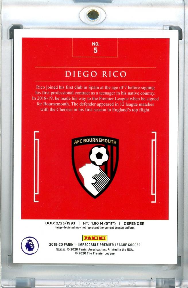 2019-20 Panini Impeccable Premier League Diego Rico AFC Bournemouth Base Silver Parallel card 26/35