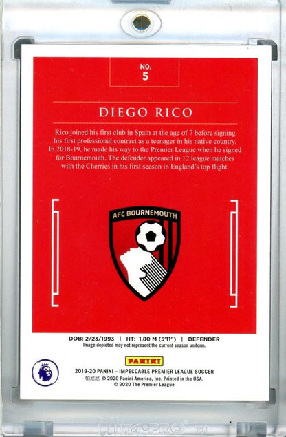 2019-20 Panini Impeccable Premier League Diego Rico AFC Bournemouth Base Silver Parallel card 26/35