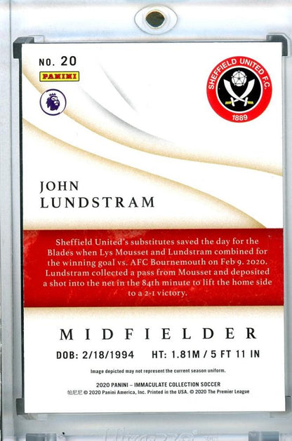 2020 Panini Immaculate Collection Sheffield United John Lundstram base card numbered 79 out of 99