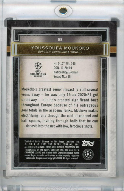 2020-21 Topps Museum Collection UEFA Champions League Borussia Dortmund Youssoufa Moukoko Base Ruby card 13 of 25