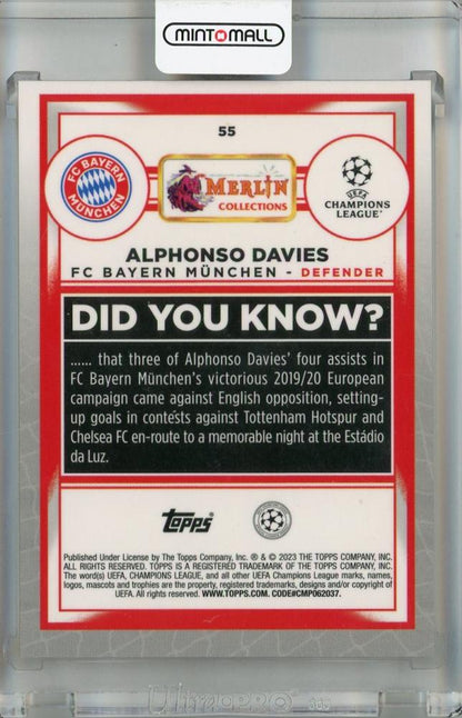 2022-23 Topps Merlin Chrome UEFA Club Competitions Alphonso Davies Orange Mojo #55 01/25 First Number FC Bayern Munchen